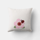 Red Ladybugs en Flowers Personalized Pillow Kussen (Achterkant)