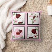 Red Ladybugs en Flowers Personalized Pillow Kussen (Deken)