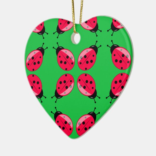 Red Ladybugs Keramisch Ornament (Links)