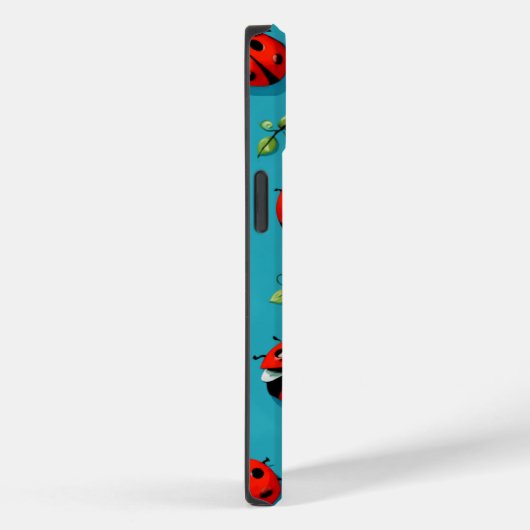 Red Ladybugs Lucky Pattern Sky Blue iPhone Case (Achterkant / Rechts)