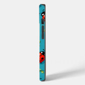 Red Ladybugs Lucky Pattern Sky Blue iPhone Case (Achterkant / Links)