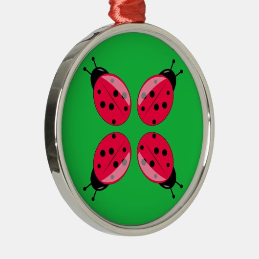 Red Ladybugs Metalen Ornament (Rechts)