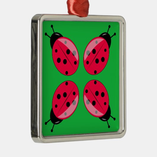 Red Ladybugs Metalen Ornament (Rechts)