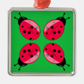 Red Ladybugs Metalen Ornament (Voorkant)