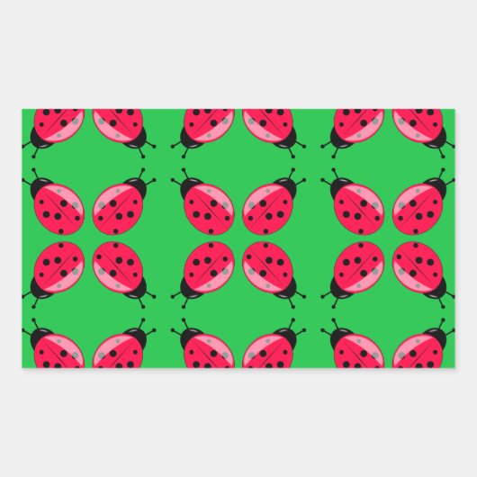 Red Ladybugs Rechthoekige Sticker (Voorkant)