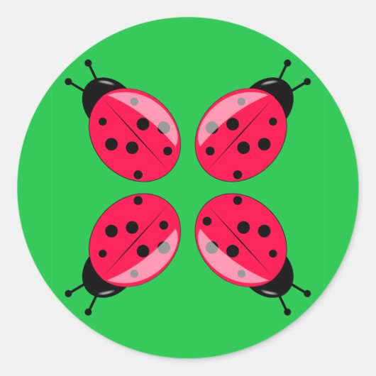 Red Ladybugs Ronde Sticker (Voorkant)
