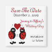 Red Ladybugs Save the Date Magnet (Voorkant)