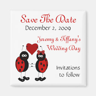 Red Ladybugs Save the Date Magnet