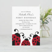 Red Ladybugs | Uitnodiging van de partij Birthday (Staand voorkant)