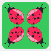 Red Ladybugs Vierkante Sticker (Voorkant)