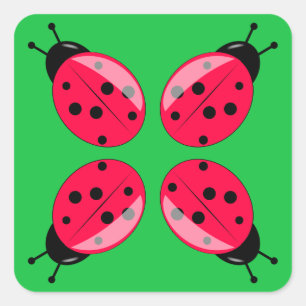 Red Ladybugs Vierkante Sticker