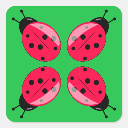 Red Ladybugs Vierkante Sticker (Voorkant)