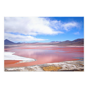 Red Lagoon, Laguna Colorada in Bolivia print Foto Afdruk