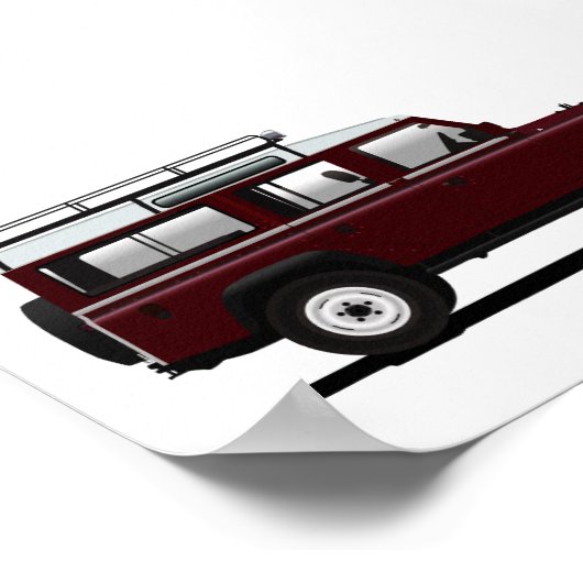 Red Land Rover Defender 110 Poster (Hoek)