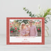 Red Landscape Happy Valentine's Day Photo Card Feestdagenkaart (Staand voorkant)