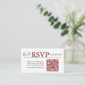 Red landscape RSVP QR Code Card  Modern Wedding Informatiekaartje (Staand voorkant)