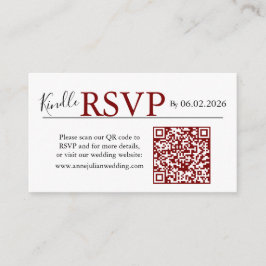 Red landscape RSVP QR Code Card  Modern Wedding Informatiekaartje