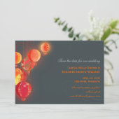 Red Lantaarns Charcoal Grey Wedding Save the Date (Staand voorkant)