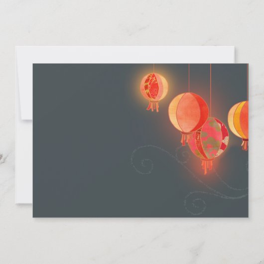 Red Lantaarns Charcoal Grey Wedding Save the Date (Achterkant)