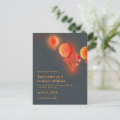 Red Lantaarns Charcoal Grey Wedding Save the Date Aankondigingskaart (Staand voorkant)