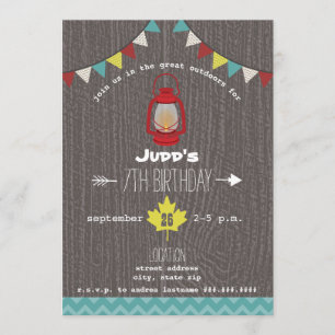 Red Lantern Camping Outdoor Wilderness Birthday Kaart