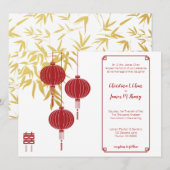 Red Lantern Double Happiness Chinese Wedding Kaart (Voorkant / Achterkant)