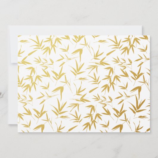 Red Lantern Gold Bamboo Chinese Weddenschap Kaart (Achterkant)