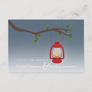 Red Lantern Outdoor Evening Fall Wedding R.S.V.P. RSVP Kaartje
