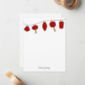 Red Lantern Personal Stationery, 4.25x5.5 Notitiekaartje (Voorkant / Achterkant in situ)