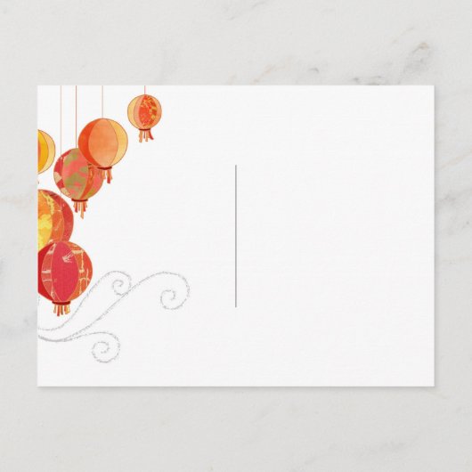 Red Lantern Wedding Foto Save the Date Aankondigingskaart (Achterkant)