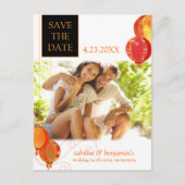 Red Lantern Wedding Foto Save the Date Aankondigingskaart (Voorkant)