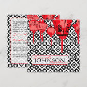 Red Lantern Wedding Invite Square Kaart (Voorkant / Achterkant)