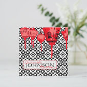 Red Lantern Wedding Invite Square Kaart (Staand voorkant)