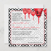 Red Lantern Wedding Invite Square Kaart (Achterkant)
