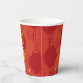 Red Lanterns Chinese Horse New Year PPC Papieren Bekers (Rechts)