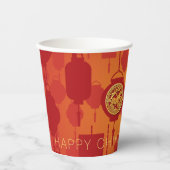 Red Lanterns Chinese Horse New Year PPC Papieren Bekers (Voorkant)