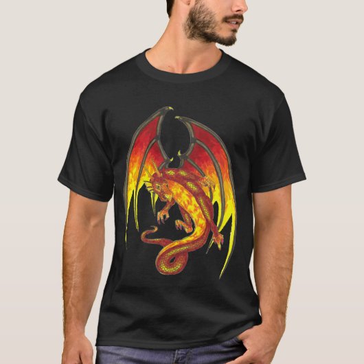 Red Larry Flame Dragon in Flight shirt (Voorkant)