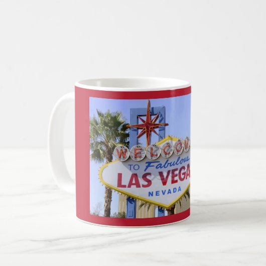 Red Las Vegas Nevada Welcome Sign Coffee Mok (Voorkant links)