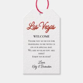 Red Las Vegas Sparkles Bruiloft Welkom Cadeaulabel