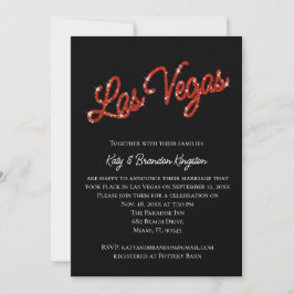Red Las Vegas Sparkles Post Wedding Invitation Kaart