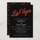 Red Las Vegas Sparkles Wedding Invitation Kaart (Voorkant / Achterkant)