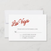 Red Las Vegas Sparkles Wedding RSVP Kaart (Voorkant)