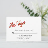 Red Las Vegas Sparkles Wedding RSVP Kaart (Staand voorkant)