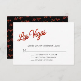 Red Las Vegas Sparkles Wedding RSVP Kaart