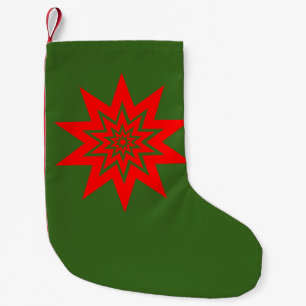 Red Laser Starburst op groen Kleine Kerstsok