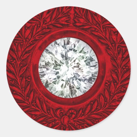 Red Laurel Wreath en Diamond Envelope Seal Ronde Sticker (Voorkant)