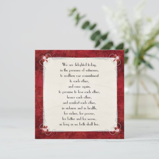 Red Leaf Border Vow Renewal Kaart (Staand voorkant)
