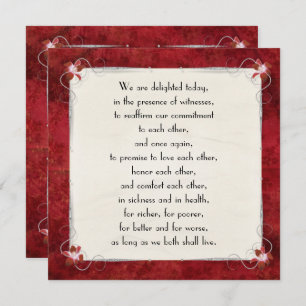 Red Leaf Border Vow Renewal Kaart