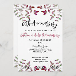 RED LEAF BRANCH FOTO 60TH JUBILEUM INVITATION KAART