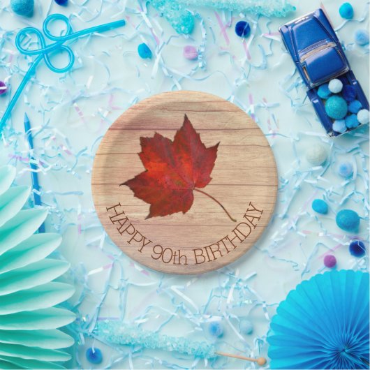 Red Leaf Custom Herfst Party Borden Papieren Bordje (Feest)